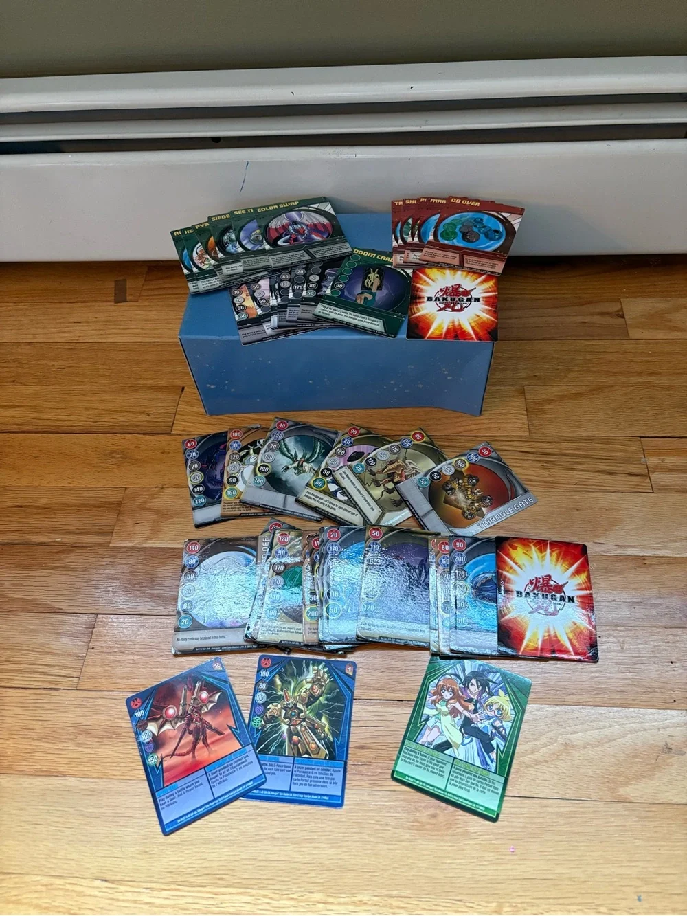 Bakugan Kids Trading Card Game Card Lot - Blue & Green Booster Selection